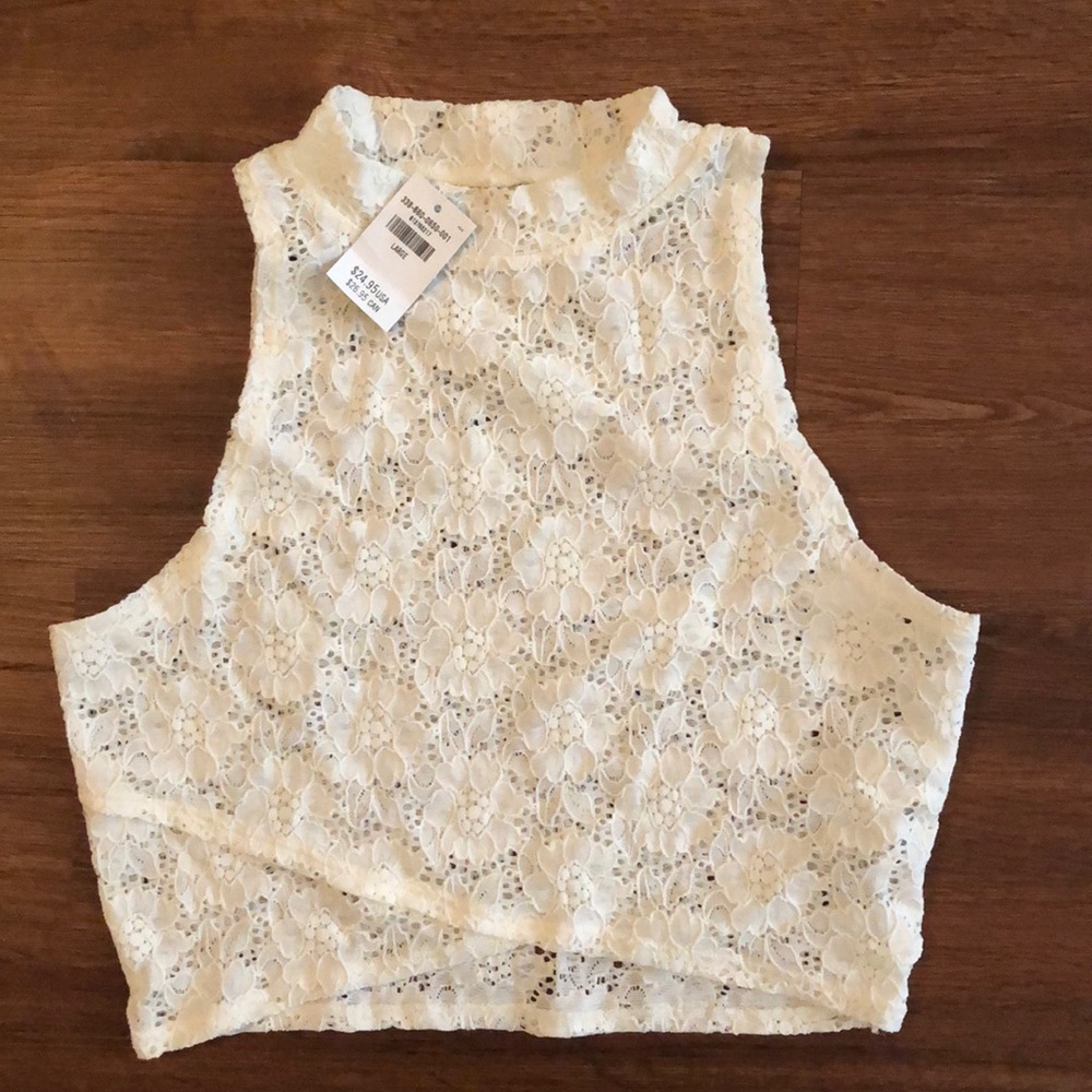 Lace Hollister High Neck Crop Top